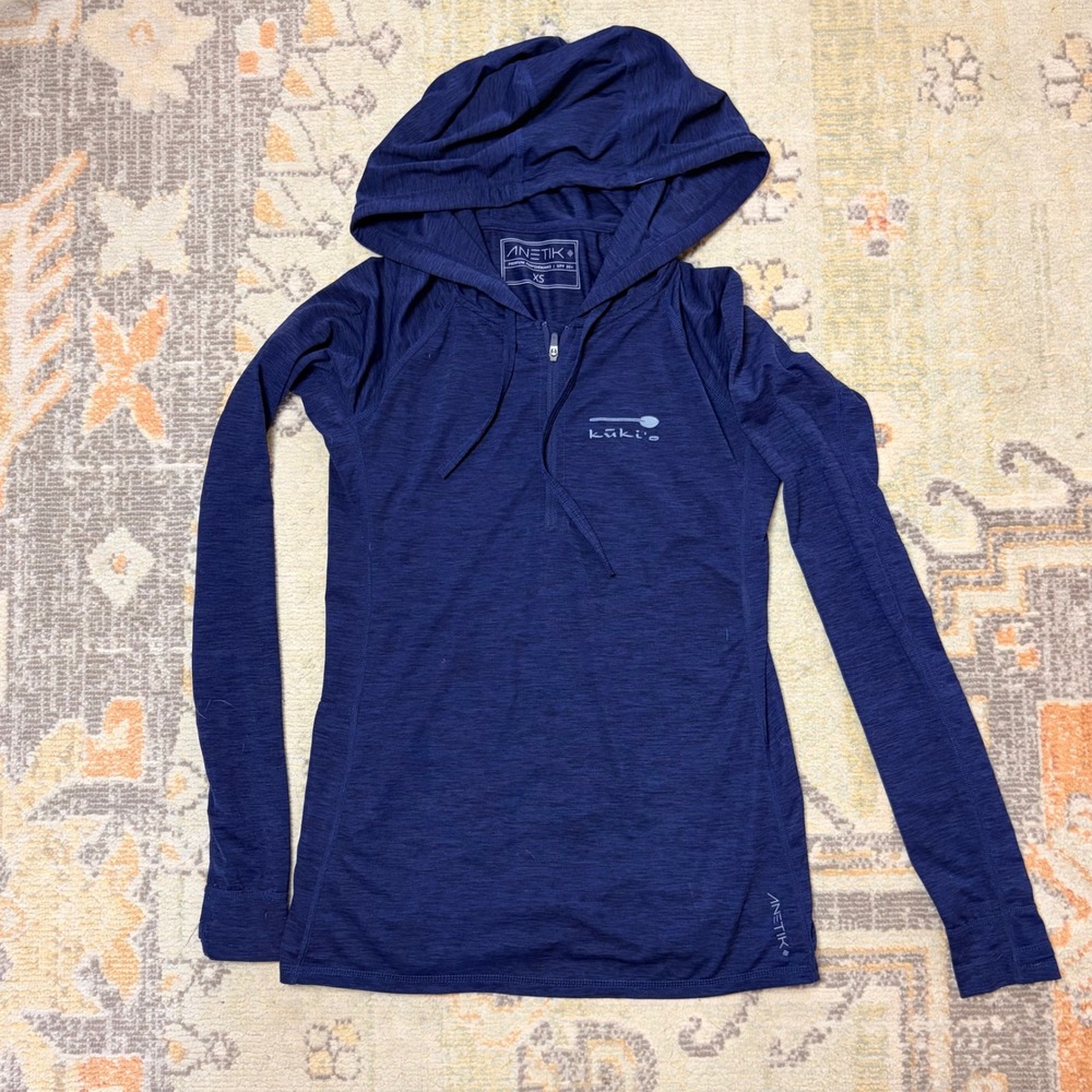 Anetik Womens Sun Hoodie Kukio Hawaii Resort Navy Blue UPF 30+ Performance XS